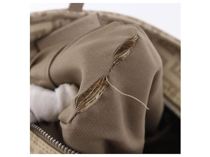 Pouch a mano FENDI Zucchino Canvas Beige Silver Auth ka5985A Argento - vista 20