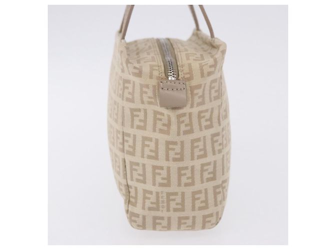 Pouch a mano FENDI Zucchino Canvas Beige Silver Auth ka5985A Argento - vista 5