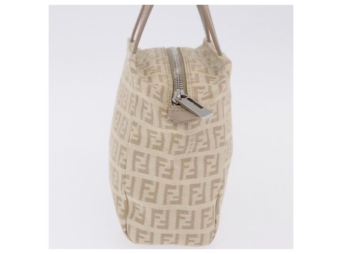 Pouch a mano FENDI Zucchino Canvas Beige Silver Auth ka5985A Argento - vista 6