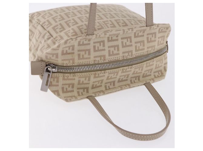 Pouch a mano FENDI Zucchino Canvas Beige Silver Auth ka5985A Argento - vista 7