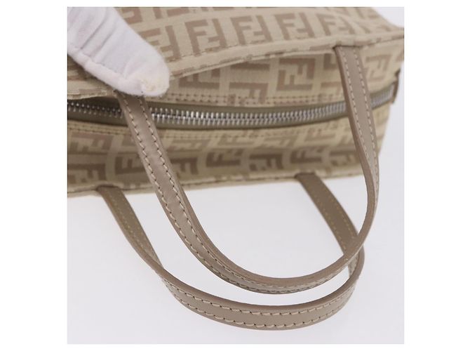 Pouch a mano FENDI Zucchino Canvas Beige Silver Auth ka5985A Argento - vista 8