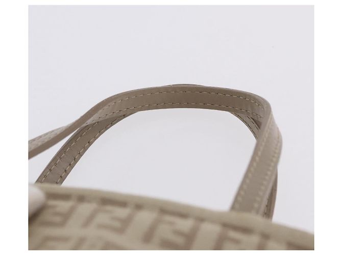 Pouch a mano FENDI Zucchino Canvas Beige Silver Auth ka5985A Argento - vista 9