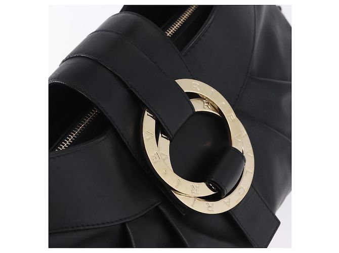 Bulgari Borsa a mano BVLGARI Chandra in pelle nera e oro autentica am12554M Nero D'oro - vista 15