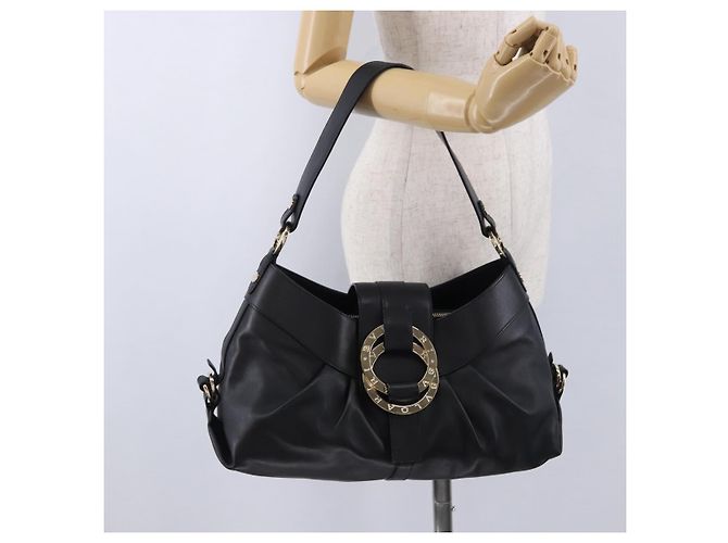 Bulgari Borsa a mano BVLGARI Chandra in pelle nera e oro autentica am12554M Nero D'oro - vista 25