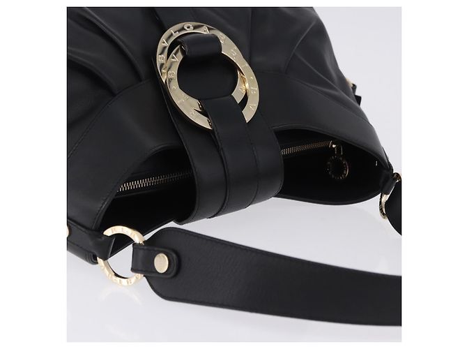 Bulgari Borsa a mano BVLGARI Chandra in pelle nera e oro autentica am12554M Nero D'oro - vista 6