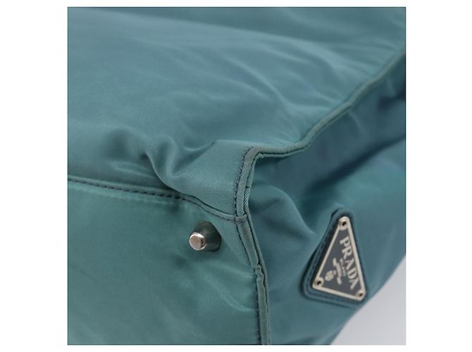 Borsa a mano PRADA Nylon Green Silver Auth hk4017 Argento Verde - vista 12