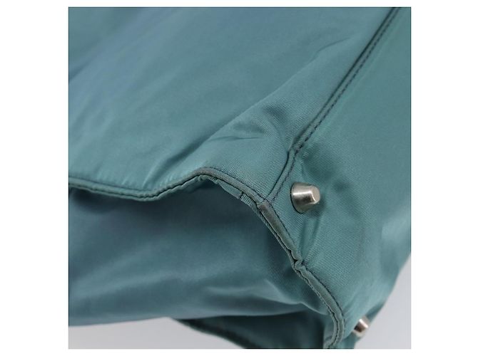 Borsa a mano PRADA Nylon Green Silver Auth hk4017 Argento Verde - vista 13