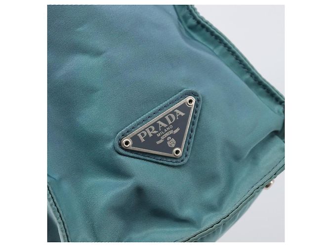 Borsa a mano PRADA Nylon Green Silver Auth hk4017 Argento Verde - vista 14