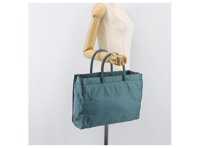 Borsa a mano PRADA Nylon Green Silver Auth hk4017 Argento Verde - vista 23