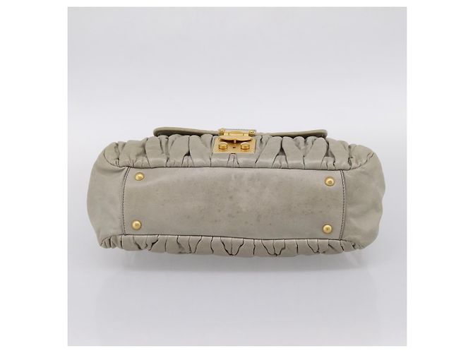Borsa Miu Miu Vitellolux in pelle 2way Verde Tono Oro Auth 202078V - vista 11