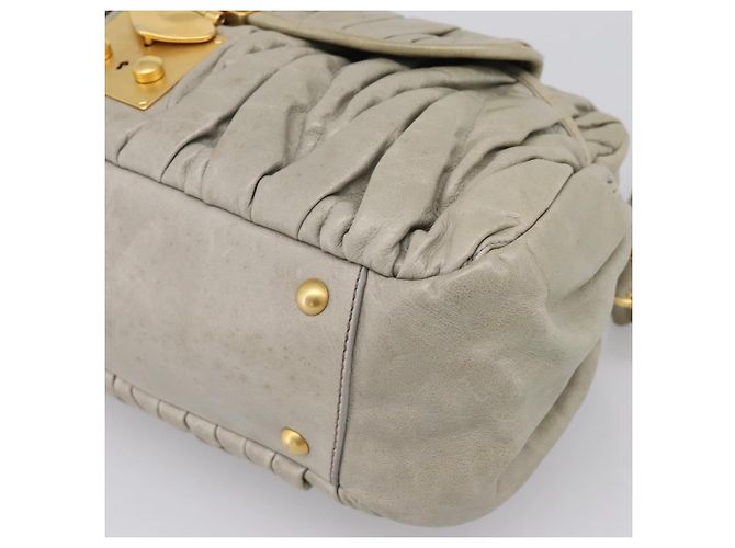 Borsa Miu Miu Vitellolux in pelle 2way Verde Tono Oro Auth 202078V - vista 12
