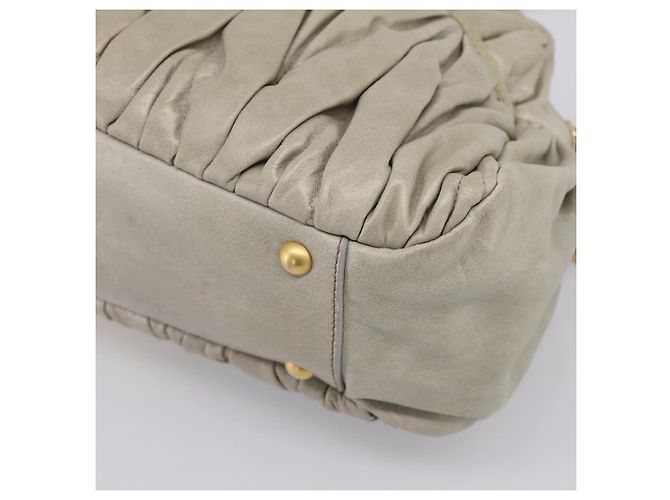 Borsa Miu Miu Vitellolux in pelle 2way Verde Tono Oro Auth 202078V - vista 14