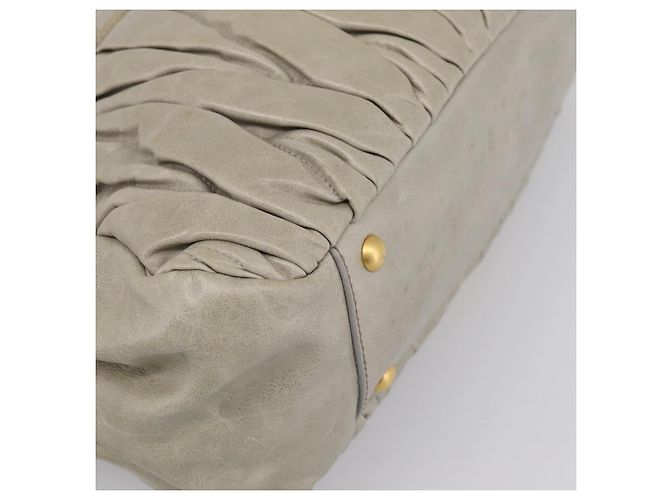 Borsa Miu Miu Vitellolux in pelle 2way Verde Tono Oro Auth 202078V - vista 15