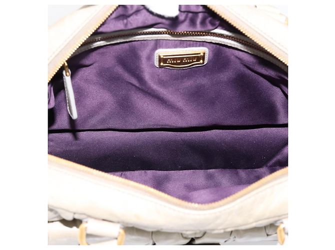 Borsa Miu Miu Vitellolux in pelle 2way Verde Tono Oro Auth 202078V - vista 19