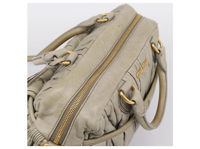 Borsa Miu Miu Vitellolux in pelle 2way Verde Tono Oro Auth 202078V - vista 6