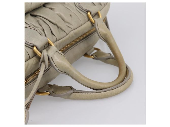 Borsa Miu Miu Vitellolux in pelle 2way Verde Tono Oro Auth 202078V - vista 7