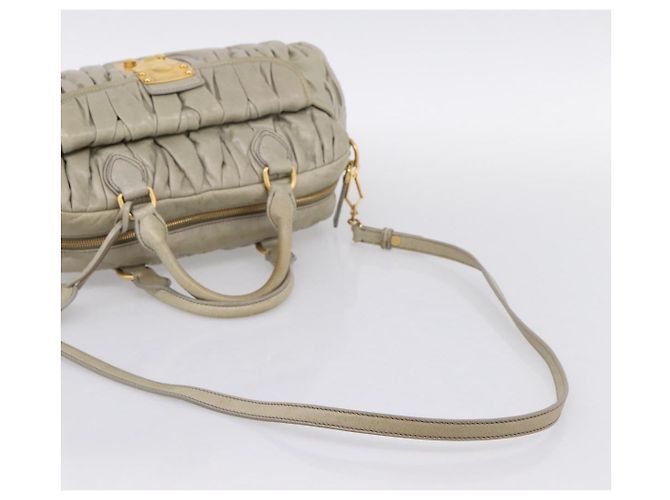 Borsa Miu Miu Vitellolux in pelle 2way Verde Tono Oro Auth 202078V - vista 9