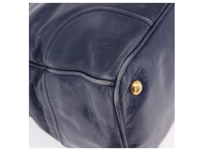 Borsa a mano Miu Miu in pelle blu navy e oro Auth 199407V D'oro - vista 10