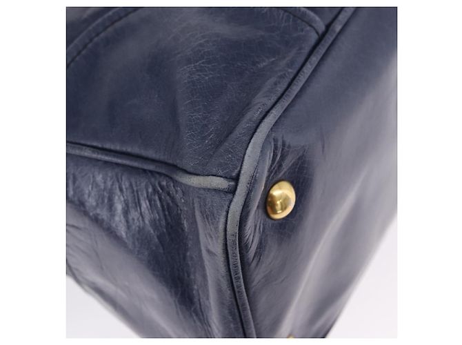 Borsa a mano Miu Miu in pelle blu navy e oro Auth 199407V D'oro - vista 12