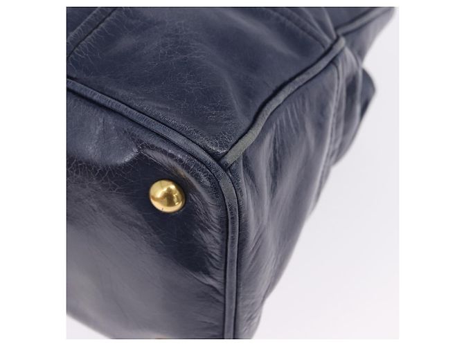 Borsa a mano Miu Miu in pelle blu navy e oro Auth 199407V D'oro - vista 13