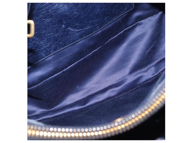 Borsa a mano Miu Miu in pelle blu navy e oro Auth 199407V D'oro - vista 17