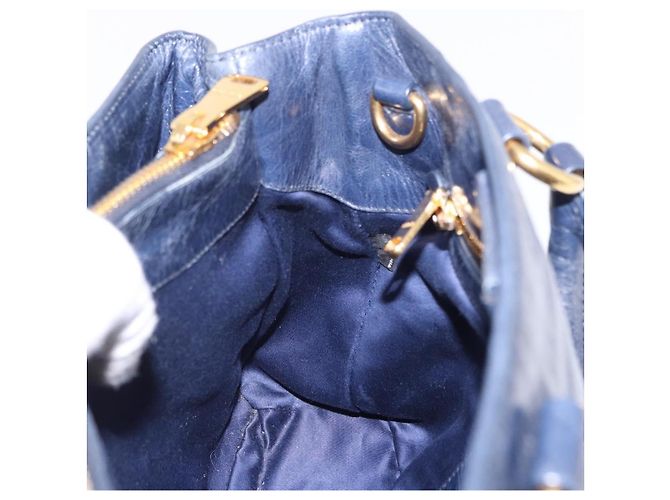 Borsa a mano Miu Miu in pelle blu navy e oro Auth 199407V D'oro - vista 19