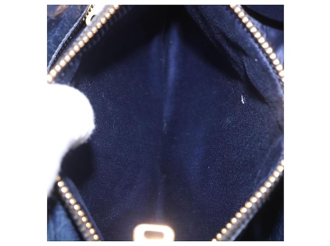 Borsa a mano Miu Miu in pelle blu navy e oro Auth 199407V D'oro - vista 26