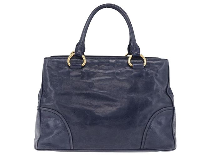 Borsa a mano Miu Miu in pelle blu navy e oro Auth 199407V D'oro - vista 3