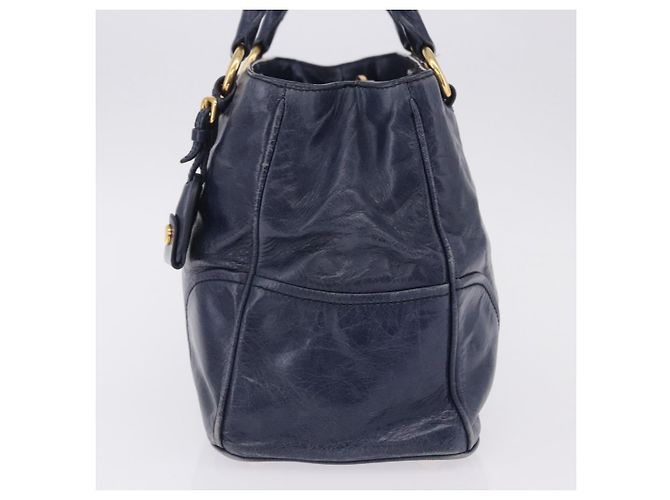 Borsa a mano Miu Miu in pelle blu navy e oro Auth 199407V D'oro - vista 4