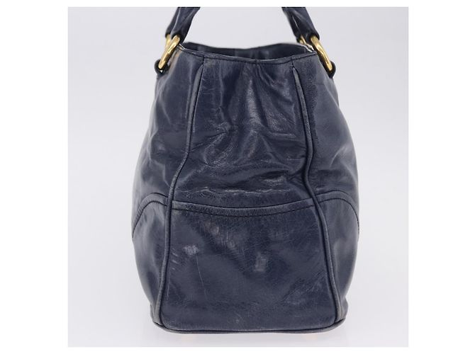 Borsa a mano Miu Miu in pelle blu navy e oro Auth 199407V D'oro - vista 5