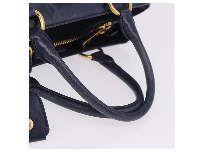 Borsa a mano Miu Miu in pelle blu navy e oro Auth 199407V D'oro - vista 7
