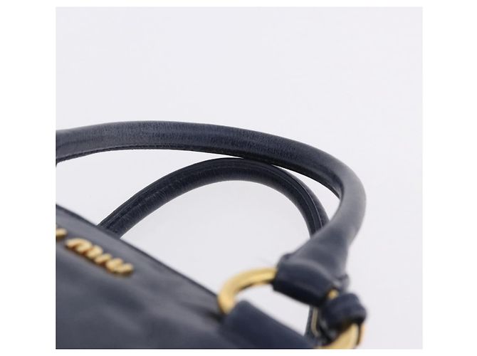 Borsa a mano Miu Miu in pelle blu navy e oro Auth 199407V D'oro - vista 8