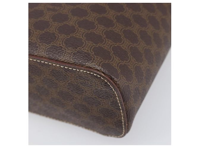 Céline Borsa a mano porta trucchi CELINE Macadam Canvas PVC Pelle Marrone Oro Auth ka6028A D'oro - vista 10