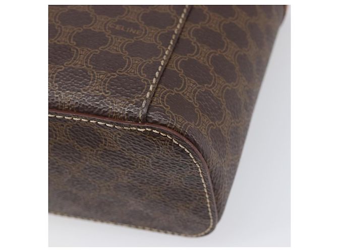 Céline Borsa a mano porta trucchi CELINE Macadam Canvas PVC Pelle Marrone Oro Auth ka6028A D'oro - vista 12