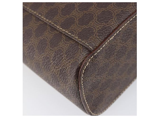 Céline Borsa a mano porta trucchi CELINE Macadam Canvas PVC Pelle Marrone Oro Auth ka6028A D'oro - vista 13