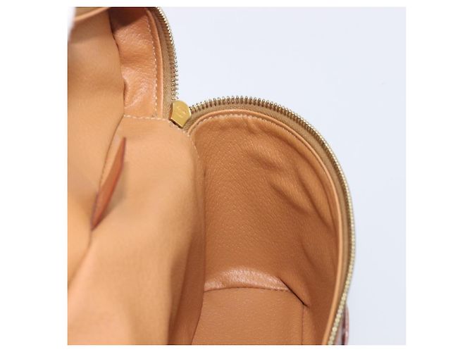Céline Borsa a mano porta trucchi CELINE Macadam Canvas PVC Pelle Marrone Oro Auth ka6028A D'oro - vista 19