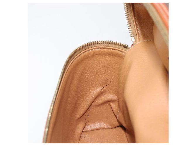 Céline Borsa a mano porta trucchi CELINE Macadam Canvas PVC Pelle Marrone Oro Auth ka6028A D'oro - vista 20