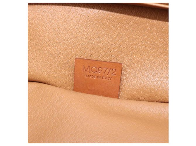 Céline Borsa a mano porta trucchi CELINE Macadam Canvas PVC Pelle Marrone Oro Auth ka6028A D'oro - vista 21