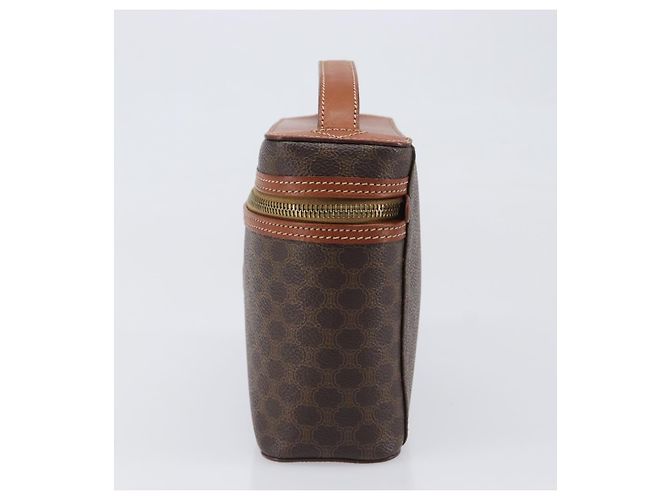 Céline Borsa a mano porta trucchi CELINE Macadam Canvas PVC Pelle Marrone Oro Auth ka6028A D'oro - vista 4