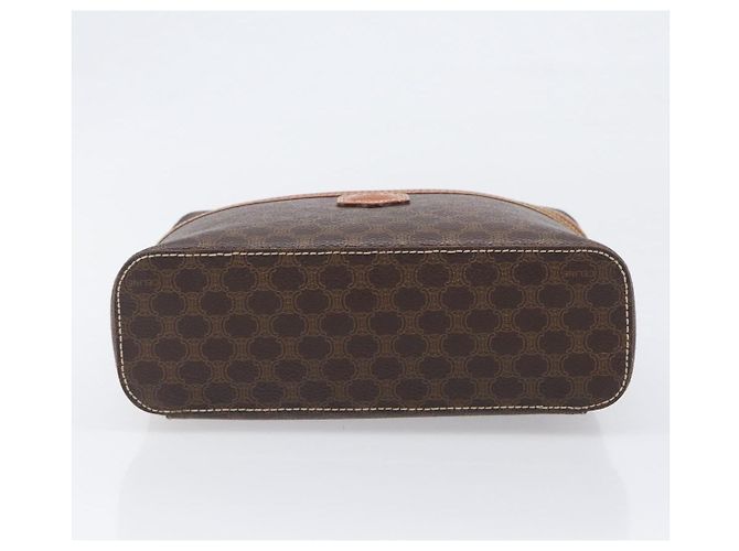 Céline Borsa a mano porta trucchi CELINE Macadam Canvas PVC Pelle Marrone Oro Auth ka6028A D'oro - vista 9
