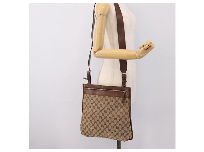 Borsa a tracolla GUCCI GG Canvas Beige Silver 92560 Auth 200354 Argento - vista 23