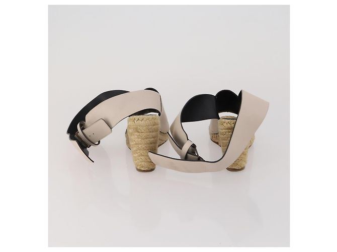 Céline Sandali CELINE PRADA in pelle Set da 2 Beige Oro Auth 193715 D'oro - vista 10