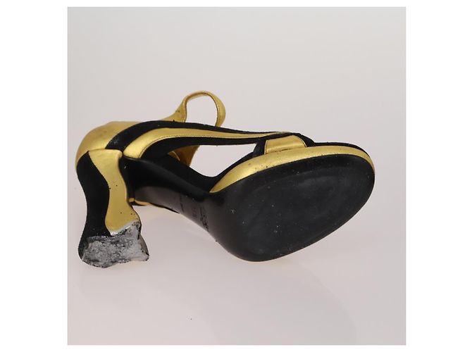 Céline Sandali CELINE PRADA in pelle Set da 2 Beige Oro Auth 193715 D'oro - vista 6