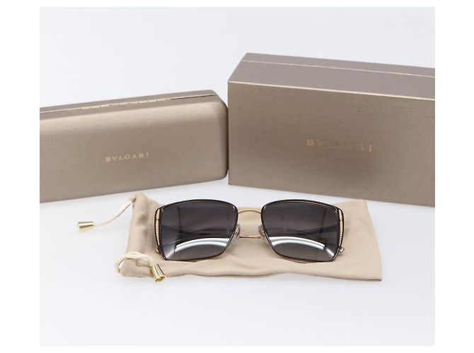 Bulgari Gafas de sol BVLGARI Plastic Black Gold Tone Auth BA15436V Negro - vista 18