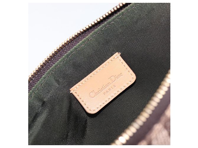 Pouch Saddle in tela Trotter Christian Dior marrone tono oro Auth 199384V - vista 16
