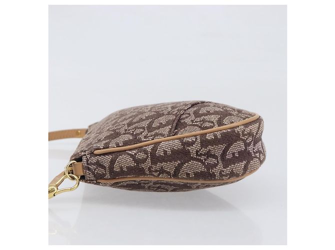 Pouch Saddle in tela Trotter Christian Dior marrone tono oro Auth 199384V - vista 5