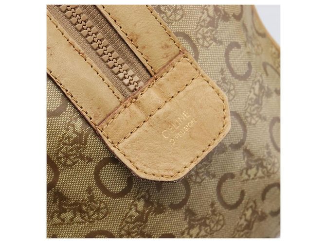 Céline Borsa a mano CELINE C Sulky PVC Beige Gold Auth 199903 D'oro - vista 14
