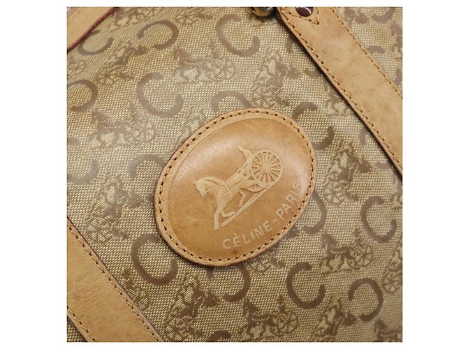 Céline Borsa a mano CELINE C Sulky PVC Beige Gold Auth 199903 D'oro - vista 16