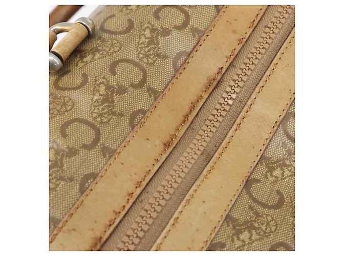 Céline Borsa a mano CELINE C Sulky PVC Beige Gold Auth 199903 D'oro - vista 18