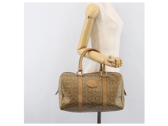 Céline Borsa a mano CELINE C Sulky PVC Beige Gold Auth 199903 D'oro - vista 24